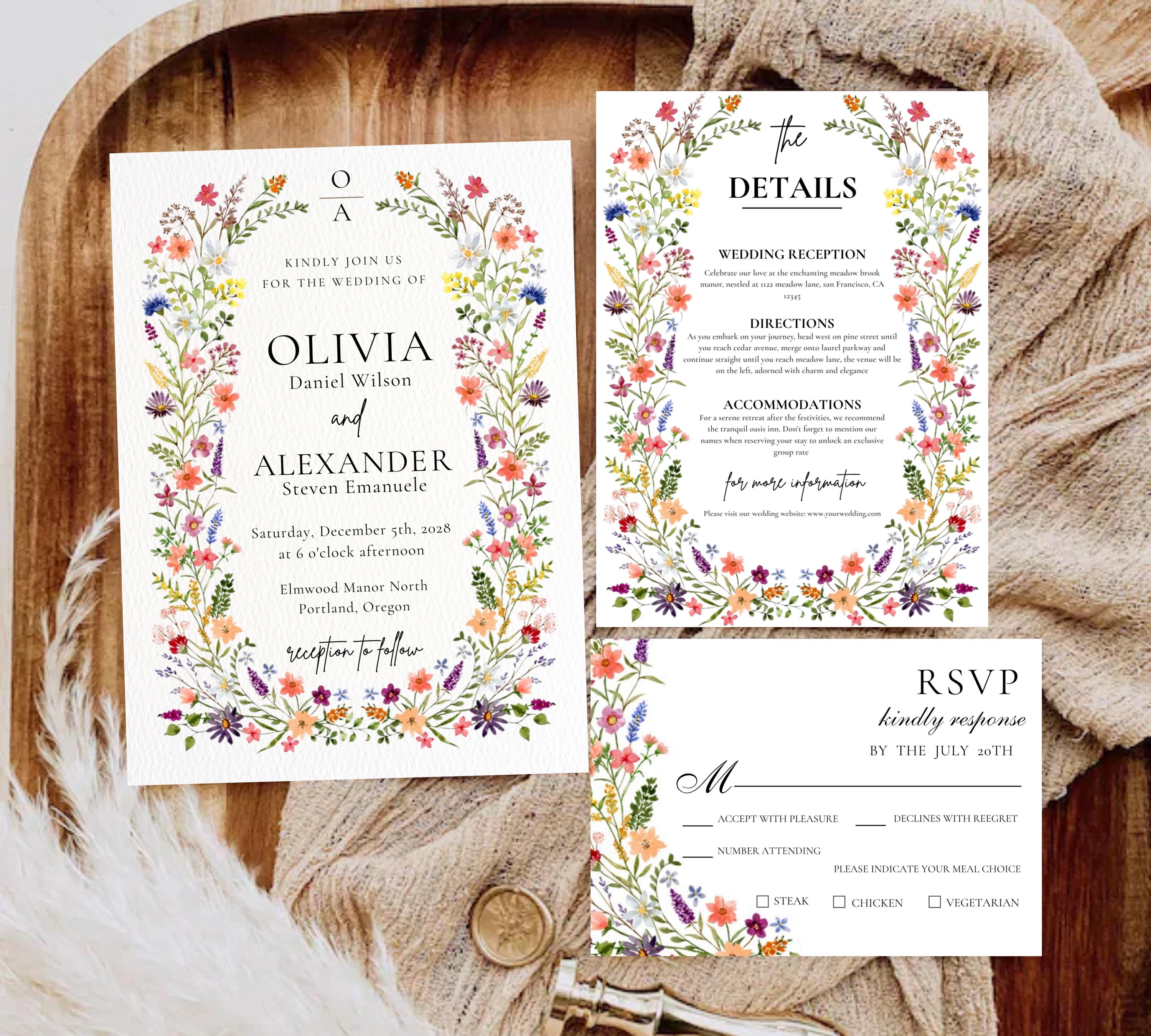 Spring Bloom  Wedding Invitation bundle, Pastel floral wedding invitation bundle, Vintage Wildflower wedding Love in bloom decor