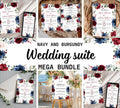 Editable & Printable Navy and Burgundy Wedding Invite Bundle invite, Burgundy Royal Blue Wedding Invite, Burgundy Flowers Invite