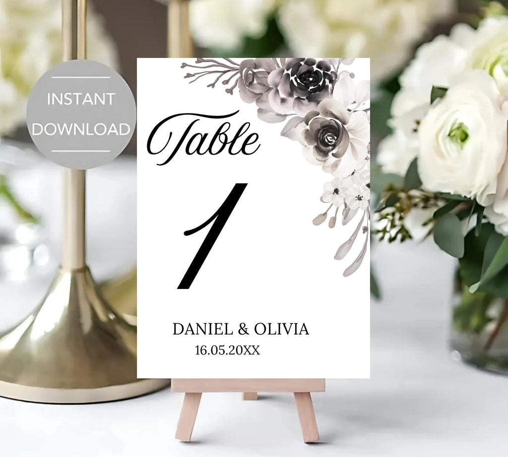 Modern Floral Arch Wedding Invitation bundle, Elegant Minimalist Peonies Invite set, Black & White Floral Arch Wedding Invitation suite