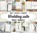 Soft Pastel Garden Wedding Invitation bundle, Pastel Wildflower Wedding Invitation suit, Elegant Garden Flowers Wedding Invite set.