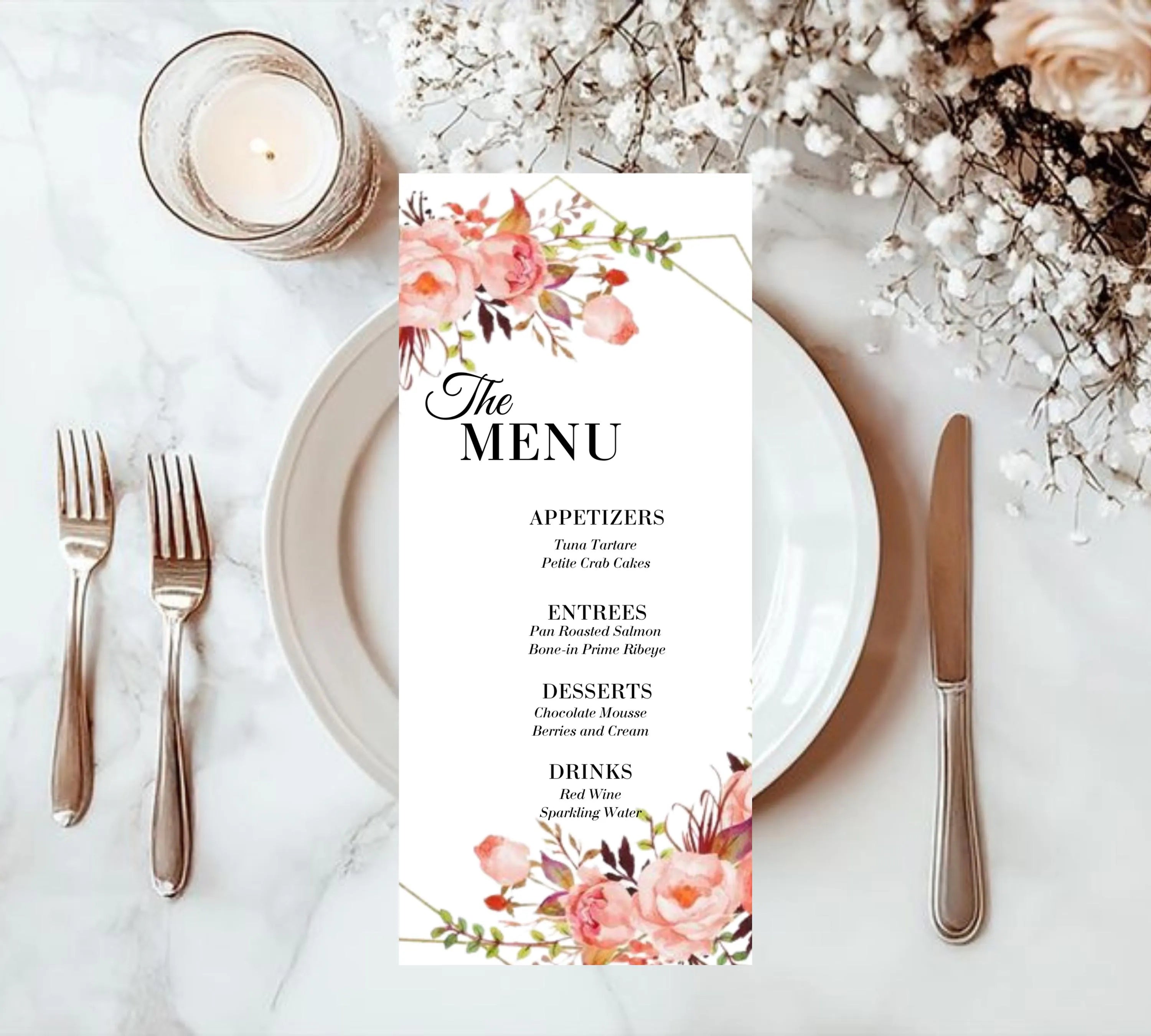 Printable Coral and Gold Floral Wedding Invitation bundle, Watercolor Floral wedding Invitation set, pink Floral RSVP Details Template