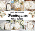 Boho Watercolor Wedding Reception bundle, Bohemian Wedding Template Suite, Watercolor Floral Boho Wedding Invitation bundle, RSVP QR Code
