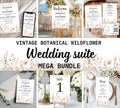 Botanical Wildflower Wedding Invitation Bundle, Floral Reception Wedding Invitation set, Minimal Wedding Table Signage suite